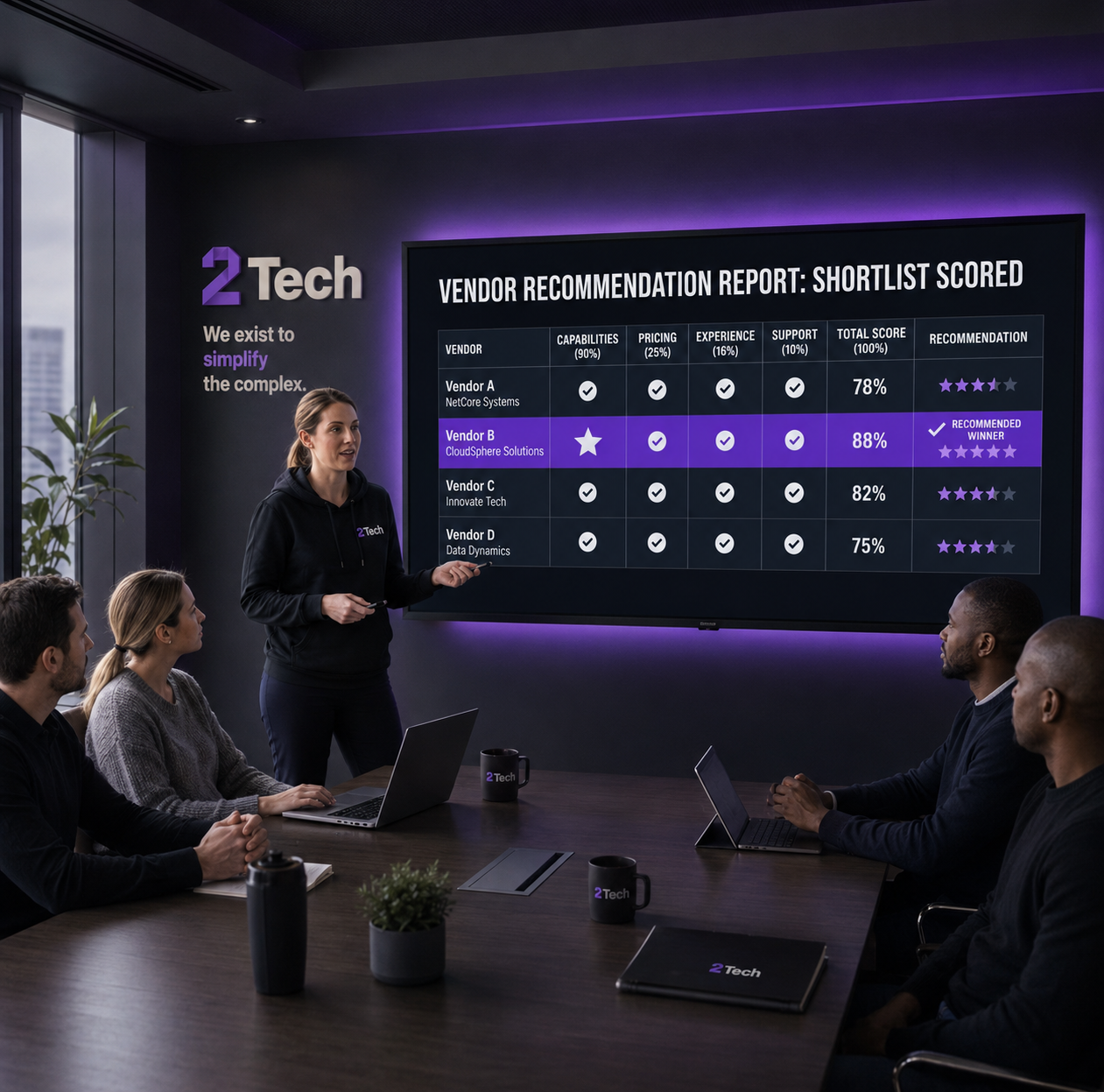 Recommendation — vendor shortlist outcomes